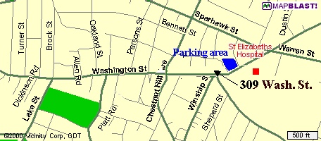 Map of 309 Washington Street, Brighton, MA